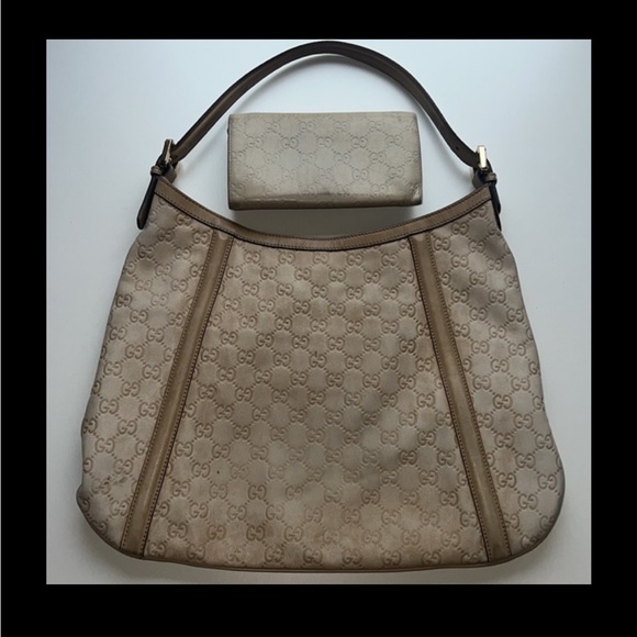 Authentic Gucci Guccissima Cream Beige Leather Trifold Wallet Gold Hardware - Picture 5 of 5